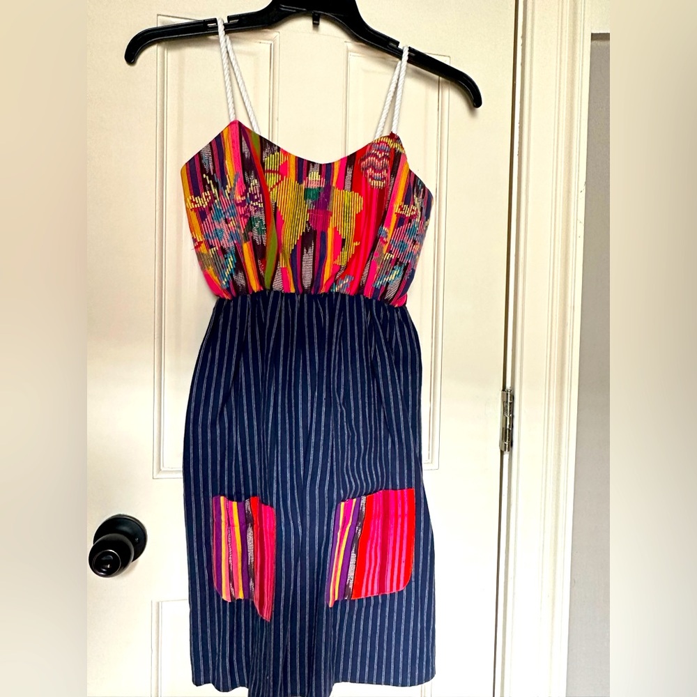 Judith March Colorful Patterned Mini-dress With Adjustable Rope Straps Sz 0